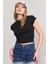 Çetinkaya Fithit 3266 Bayan Bisiklet Yaka 30/1 Compact Penye Süprem Crop T-Shirt Siyah 1