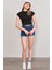 Çetinkaya Fithit 3266 Bayan Bisiklet Yaka 30/1 Compact Penye Süprem Crop T-Shirt Siyah 2