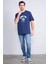 Çetinkaya Chester Polo 3838 Bisiklet Yaka 30/1 Penye Regular Baskılı T-Shirt Açık Lacivert 2