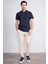 4054 Erkek Polo Yaka Penye Pike T-Shirt Lacivert 2