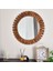 Flower Ahşap Ceviz Rengi Yuvarlak Dekoratif Duvar Salon Banyo Aynası 50 x 50 cm 1