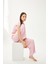 Kadın Pembe Dublin Crop Üst Geniş Paça Pantolon Pijama Takım 1