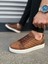 JY166 Prestige Bağcıklı Cilt Kapitone Desenli Erkek Günlük Sneaker Ayakkabı Cbt - Taba 3