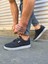 JY0118 Rex Bağcıklı Keten Kumaş Erkek Günlük Sneaker Ayakkabı Kgt - Füme 2