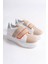 Valencıa Bağcıksız Cırt Cırtlı Ortopedik Taban Kadın Sneaker Spor Ayakkabı Bt - Beyaz/ten/mavi 4