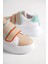 Valencıa Bağcıksız Cırt Cırtlı Ortopedik Taban Kadın Sneaker Spor Ayakkabı Bt - Beyaz/ten/mavi 5