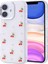 Apple iPhone 11 Kılıf Köşeleri Airbag Kiraz Tasarım Simli Şeffaf Ince Silikon Kapak 1
