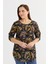 Büyük Beden Yanları Yırtmaçlı Çiçek Desen Bluz 2