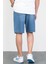 Erkek Açık Mavi Baggy Fit Rahat Kesim %100 Pamuk Denim Loose Jeans Kot Şort Arthur-Açmavi 4