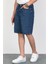 Erkek Koyu Mavi Baggy Fit Rahat Kesim %100 Pamuk Denim Loose Jeans Kot Şort Arthur-Mavi 3