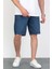 Erkek Koyu Mavi Baggy Fit Rahat Kesim %100 Pamuk Denim Loose Jeans Kot Şort Arthur-Mavi 4
