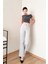 Gümüş Gri Kadın Wide Leg Jean Yüksek Bel Palazzo Likralı Esnek Kot Pantolon JESSİCA-2042 5