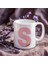 Kişiye Özel S Harfli Pembe Çiçekli Kupa Bardak - Baş Harfe Özel Porselen Mug 300 Ml 1