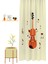 Gitar Müzik Şarkı Beste Bohem Desenli Özel Tasarım Dijital Baskılı (Tek Kanat) Modern Şık Fon Perde 3