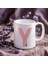 Kişiye Özel Y Harfli Pembe Çiçekli Kupa Bardak - Baş Harfe Özel Porselen Mug 300 Ml 1