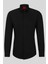 Kolay Ütülenebilir Slim Fit Erkek Gömlek Siyah 5