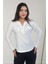 Lupinn Moda Kadın Beyaz Simli /sim Çizgili Cep Detaylı Uzun Kollu Bluz 1