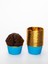 Mavi Parlak Karton 25'Li Kek Kalıbı Kenarı Gold Kaplama Fırında Dağılmayan 6.5X4 cm Muffin Cupcake 5