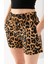 Kadın Beli Ayarlanabilir Çift Cepli Desenli Şort Leopar - 10047 2