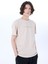 Bisiklet Yaka Baskılı Bej Erkek T-Shirt M5SM-TST1306 1