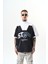Erkek Studio Nakışlı Yarım Fermuarlı Oversize T-Shirt Füme 1