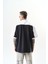Erkek Studio Nakışlı Yarım Fermuarlı Oversize T-Shirt Füme 3