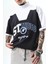 Erkek Studio Nakışlı Yarım Fermuarlı Oversize T-Shirt Füme 4