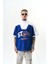 Erkek Studio Nakışlı Yarım Fermuarlı Oversize T-Shirt Saks 1