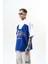 Erkek Studio Nakışlı Yarım Fermuarlı Oversize T-Shirt Saks 2