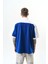 Erkek Studio Nakışlı Yarım Fermuarlı Oversize T-Shirt Saks 3