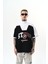Erkek Studio Nakışlı Yarım Fermuarlı Oversize T-Shirt Siyah 1