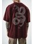 Erkek Snake Nakışlı Yıkamalı Oversize T-Shirt Bordo 4