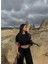 Basic Düz Croptop Regular Kesim %100 Pamuk Fitilli Bol Paça Eşofman Büstiyer Takım - Siyah 2
