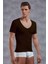 Erkek Modal Derin V Yaka Kısa Kol T Shirt 2820 Kahve 1