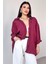 GML-4758 Bordo Ince Çizgili Oversize Gömlek 1