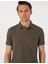 Erkek Haki Slim Fit %100 Pamuk Kıvrılmaz Amerikan Pike Polo Yaka Basic Tişört 50306154-VR027 2