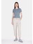 Slim Fit Yuvarlak Yaka Düz Kadın Mavi Kısa Kol Tişört 3
