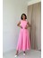 Pembe Halter Yaka Kloş Elbise 1