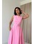 Pembe Halter Yaka Kloş Elbise 2