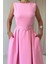 Pembe Halter Yaka Kloş Elbise 3