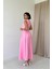 Pembe Halter Yaka Kloş Elbise 4