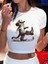Çizmeli Kedi Baskılı Crop Top Bluz Body 1