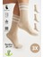Bambu Kadın Krem Kaydırmaz Taban Silikon Baskı Yoga Fitness Pilates Bale Dans Tenis Çorabı 3'lü 1