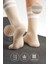 Bambu Kadın Krem Kaydırmaz Taban Silikon Baskı Yoga Fitness Pilates Bale Dans Tenis Çorabı 3'lü 2