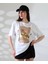 Bej/gold Varak Baskılı Imza Desen Hafif Oversized Regular Tişört 1