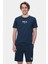 Sherman Lacivert Bisiklet Yaka Baskılı Standard Fit Erkek Tshirt 1