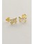 Gümüş Altın Yaldızlı Zirkon Taşlı Kelebek Küpe SGTL12847GOLD 4
