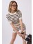 Örgü Detay Çizgili Crop Bluz 1