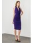 Mor Halter Yaka Drapeli Sırt Dekolteli Midi Boy Elbise 2