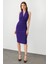 Mor Halter Yaka Drapeli Sırt Dekolteli Midi Boy Elbise 3